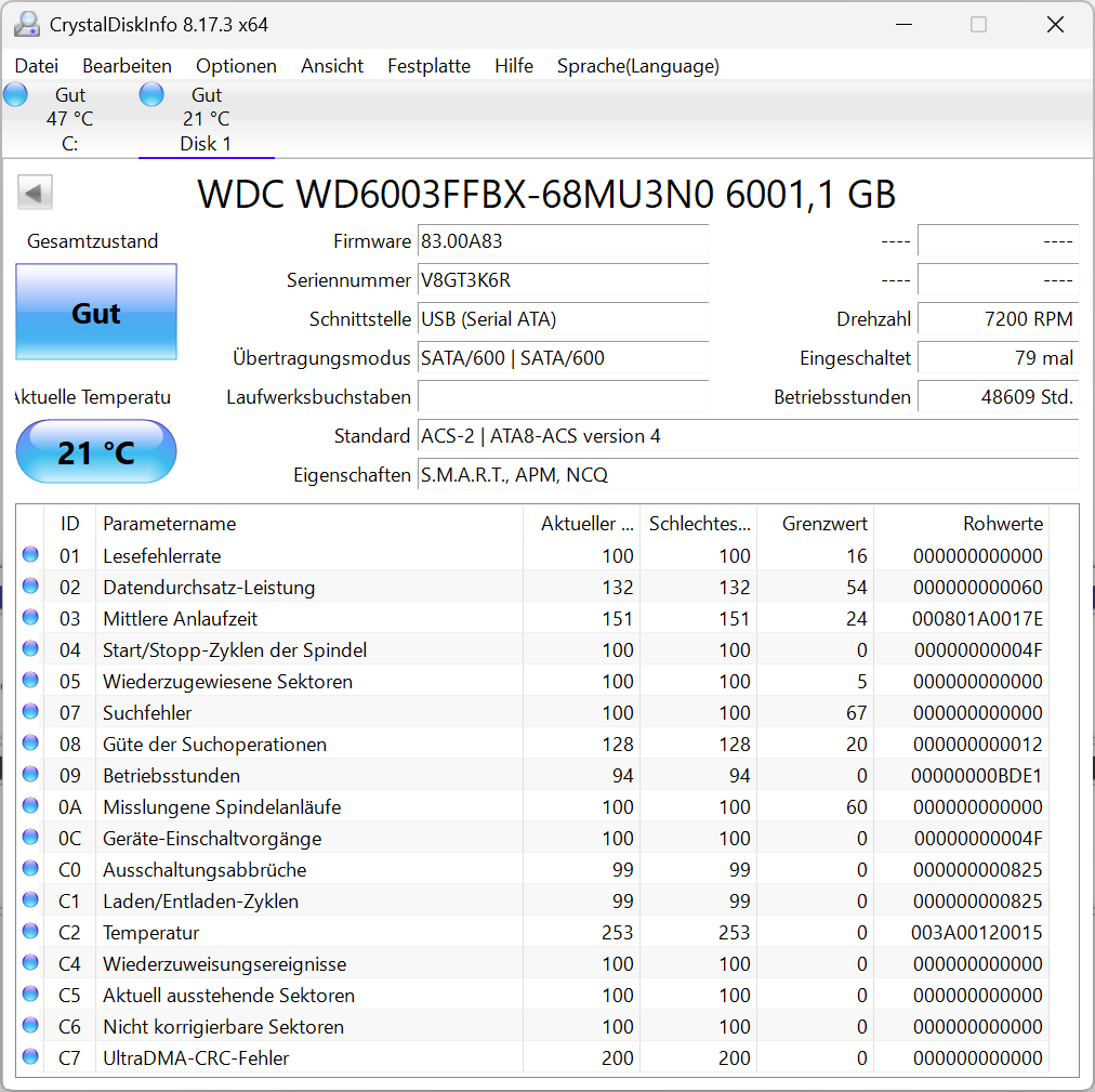 Western Digital WD RED Pro WD6003FFBX 6TB interne Festplatte 7200 RPM SATA3 K6R
