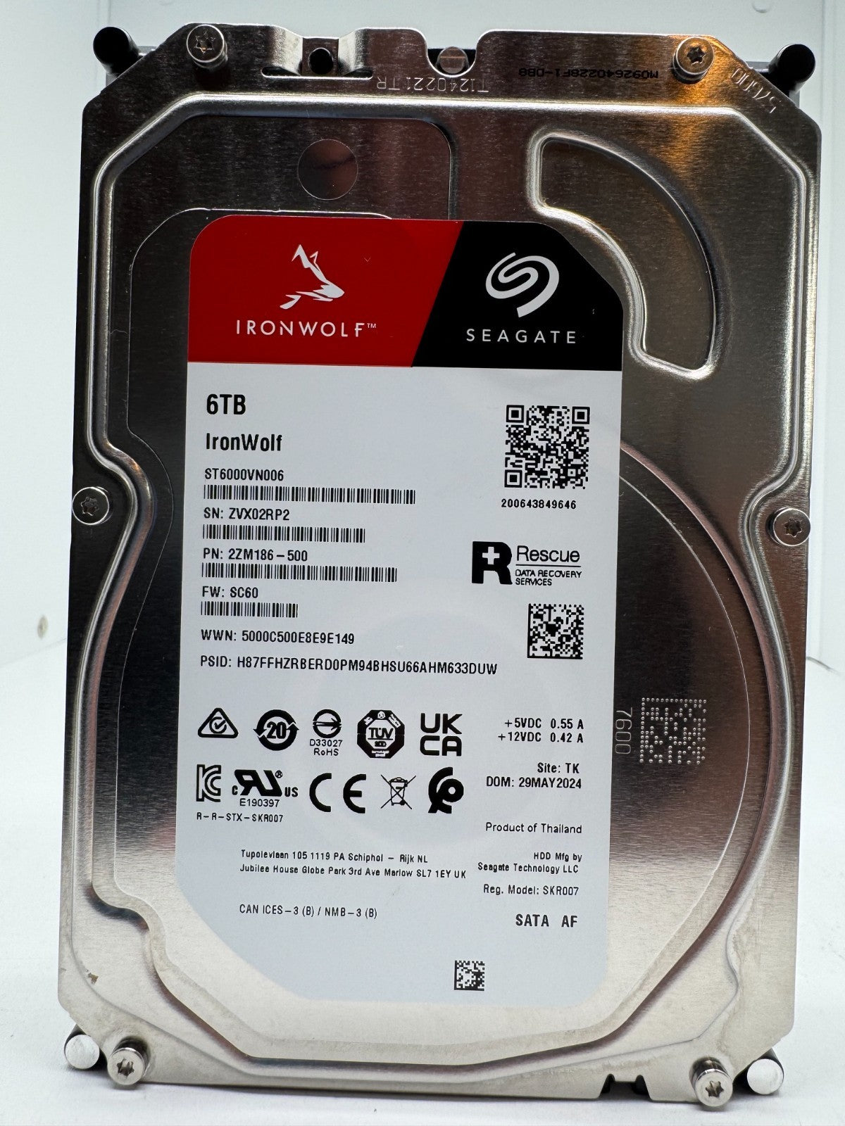 Seagate IronWolf ST6000VN006 NAS HDD - 6TB 3,5 Zoll SATA3 CMR 6 TB