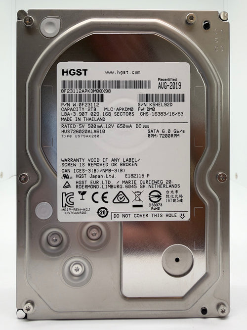 HGST HUS726020ALA610 0F23112 2TB interne Festplatte SATA III 3,5" 2 TB -92D
