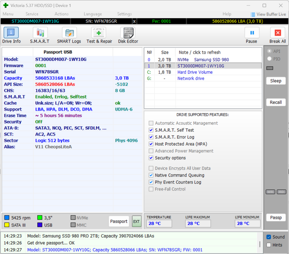 Seagate Barracuda ST3000DM007 Interne Festplatte 3TB 3,5" HDD SATA -SGR