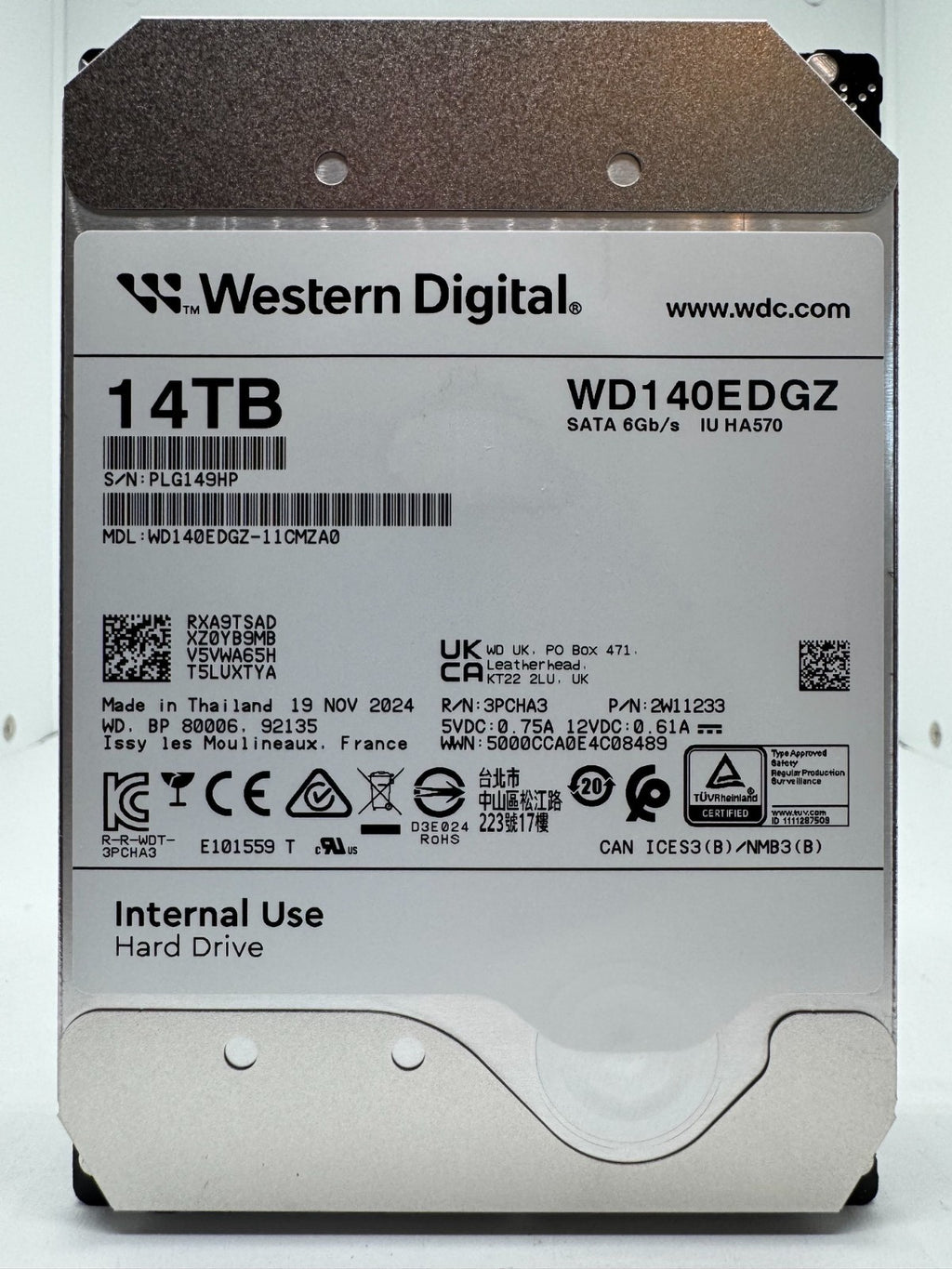 Western Digital WD140EDGZ interne Festplatte 14TB 7200upm SATA3 HDD 3,5 Zoll
