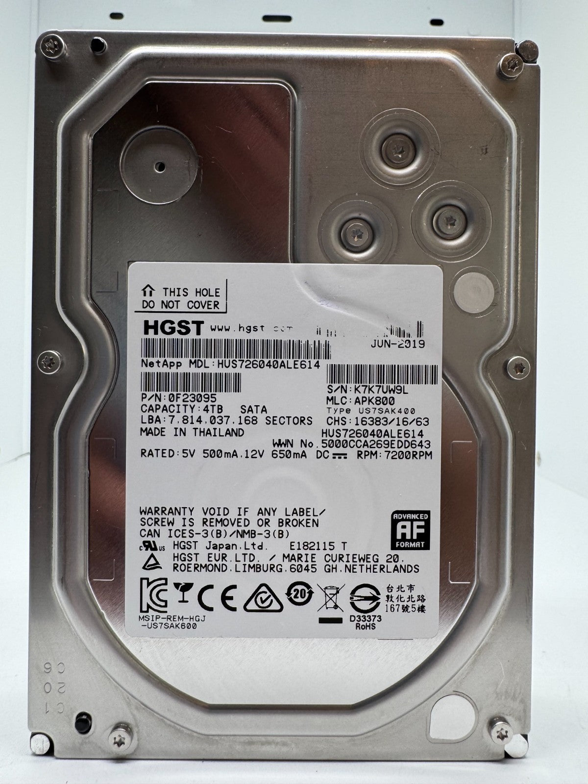 HGST NetApp HUS726040ALE614 0F23095 4TB interne Festplatte SATA III 3,5" 4 TB
