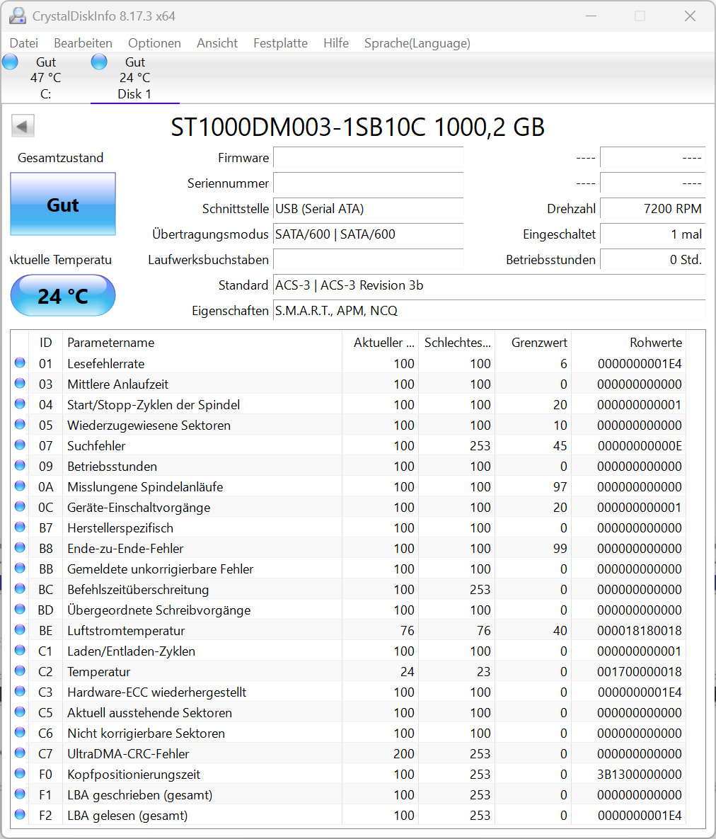 Seagate Desktop HDD ST1000DM003 Interne Festplatte 1TB 3,5" HDD SATA