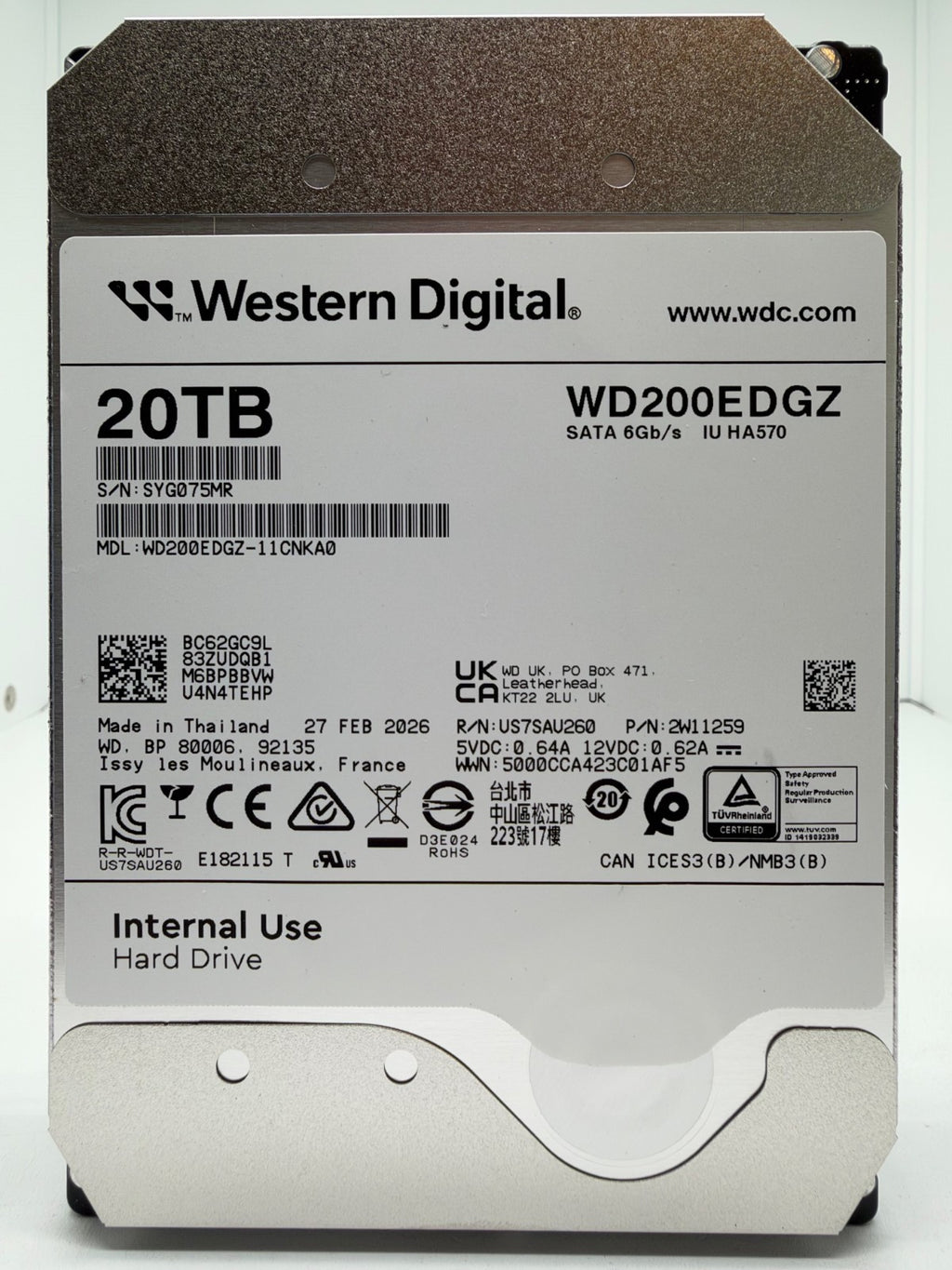 Western Digital WD200EDGZ interne Festplatte 20TB 7200upm SATA3 HDD 3,5 Zoll 5MR