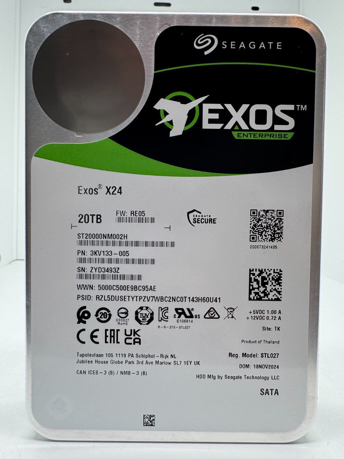 Seagate Exos X24 20TB interne Festplatte ST20000NM002H 3,5 Zoll SATA3 20 TB -93Z