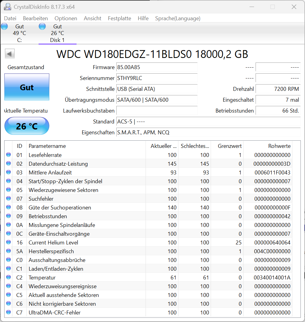 Western Digital WD180EDGZ interne Festplatte 18TB 7200upm SATA3 HDD 3,5" -9RLC