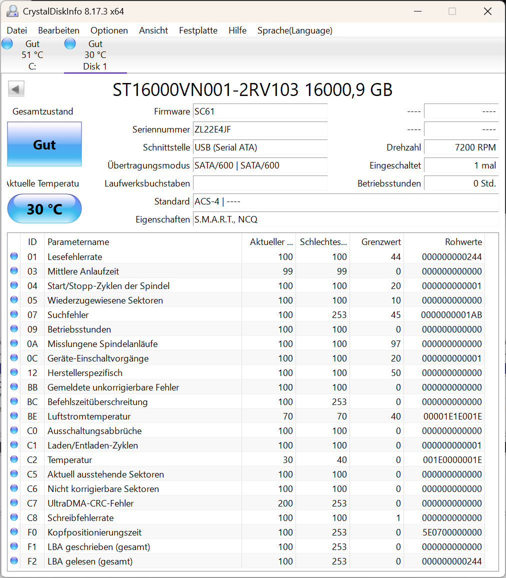 Seagate IronWolf ST16000VN001 NAS HDD - 16TB 3,5 Zoll SATA3 CMR 16 TB