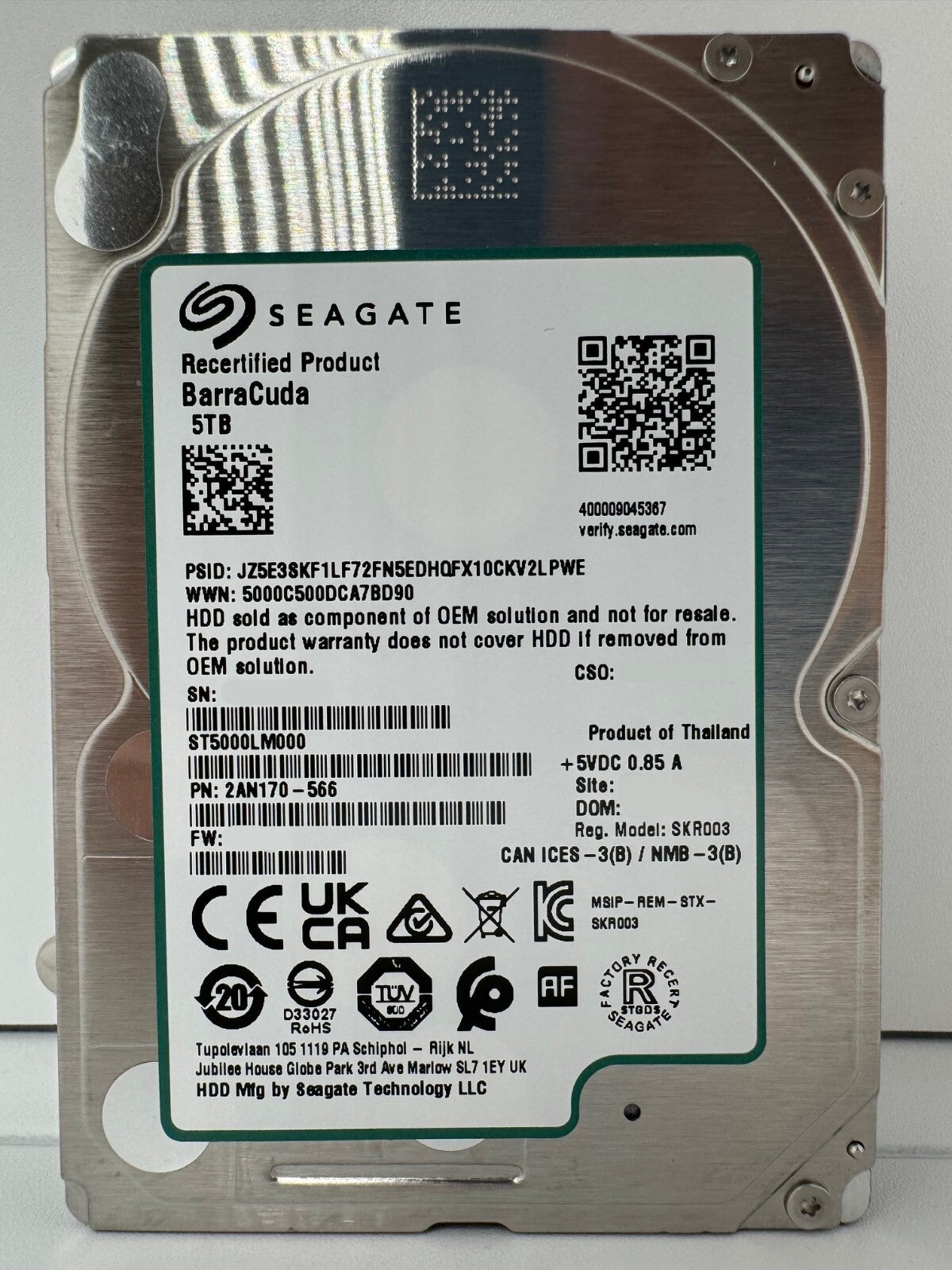 Seagate BarraCuda Festplatte ST5000LM000 - 5TB - 2,5 Zoll SATA3 HDD 15mm Bauhöhe