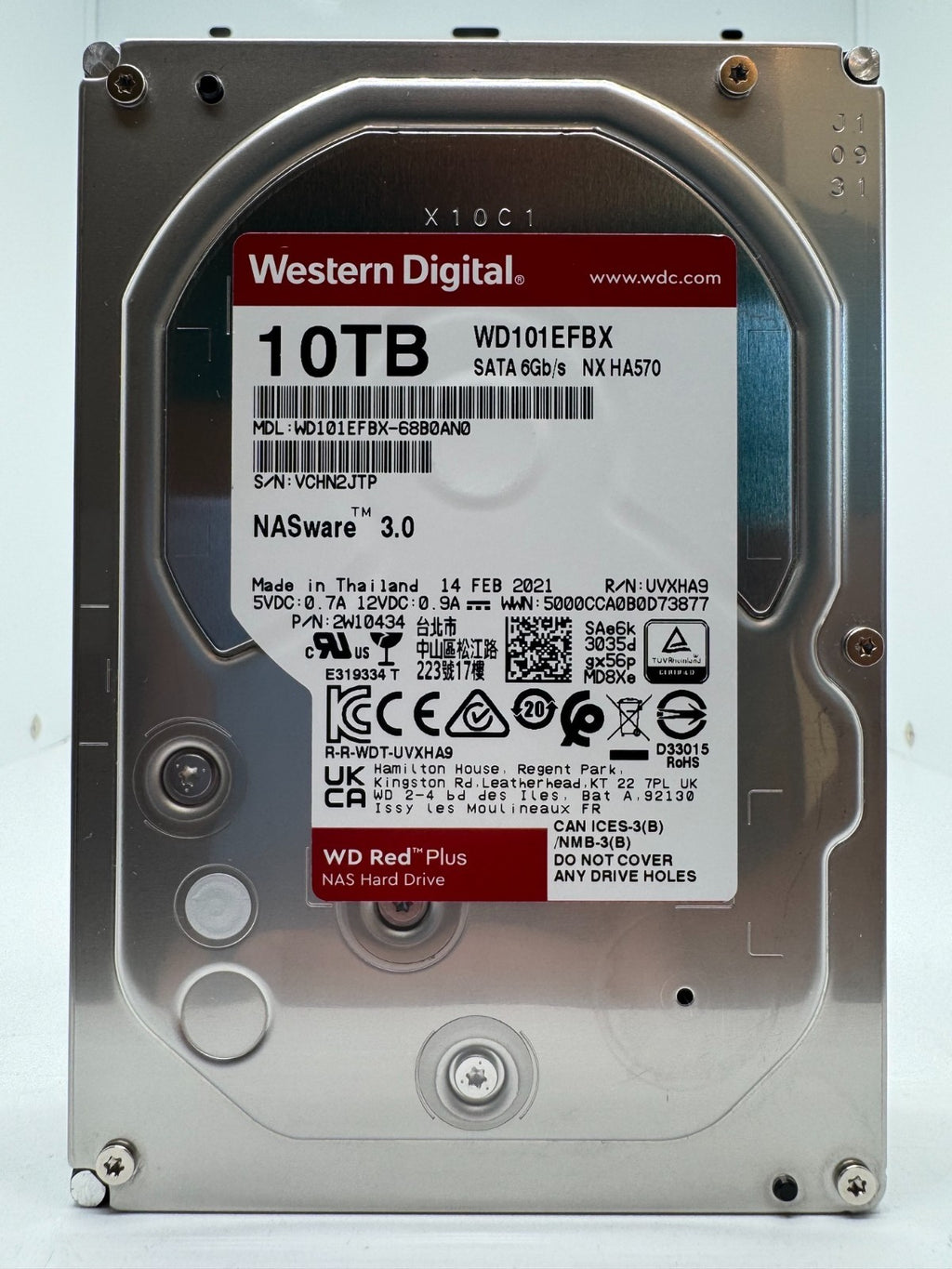 Western Digital WD RED Plus WD101EBFX 10TB interne Festplatte 7200 RPM SATA3