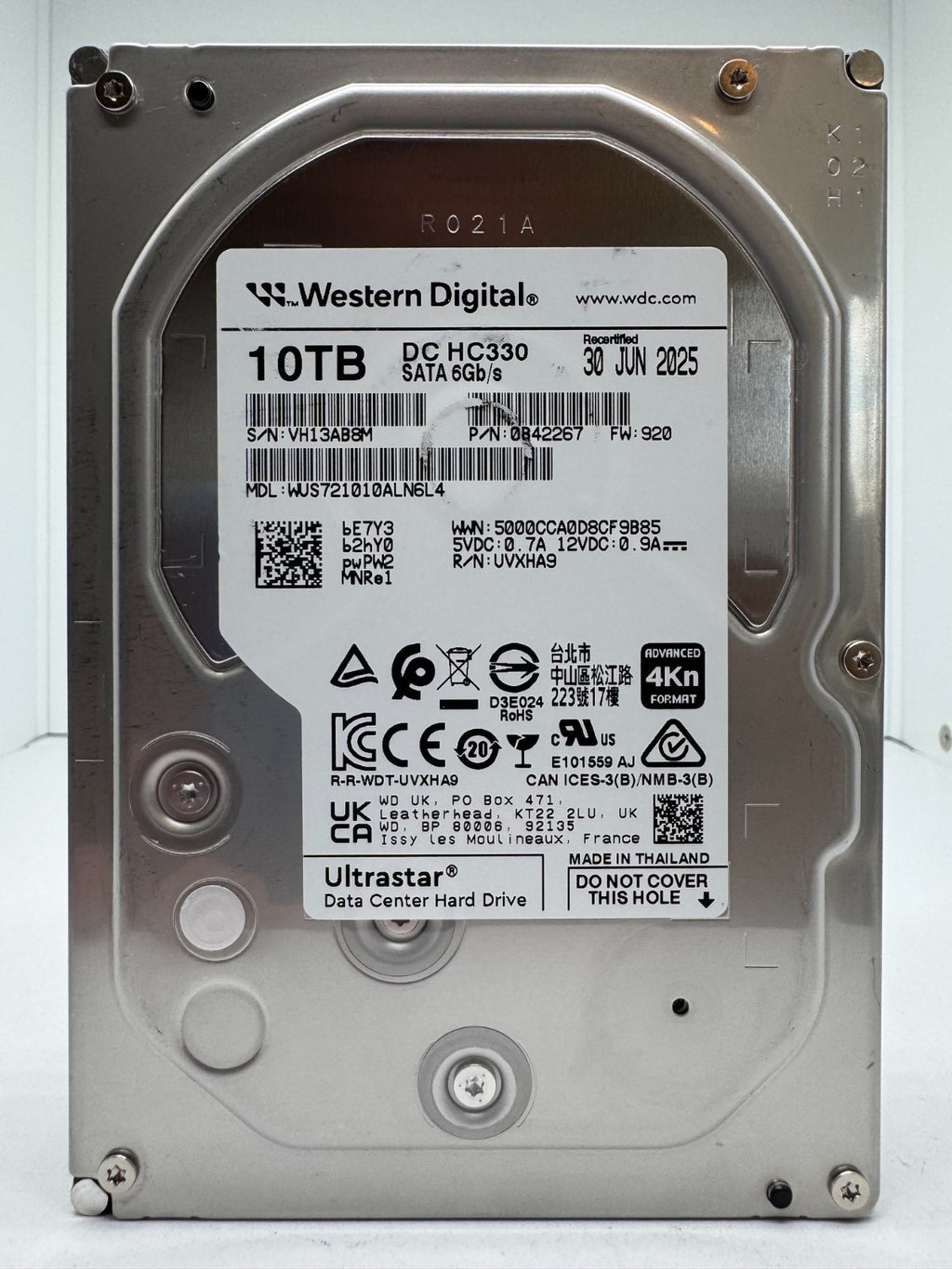 Western Digital Ultrastar DC HC330 10TB Festplatte SATA3 WUS721010ALN6L4 -B8M