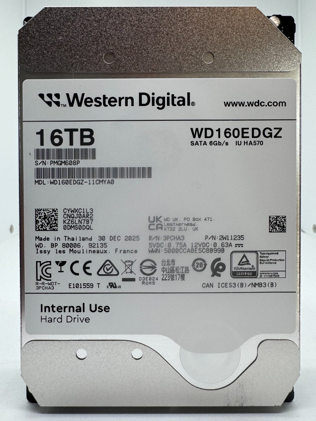 Western Digital WD160EDGZ interne Festplatte 16TB 7200upm SATA3 HDD 3,5 Zoll 08P