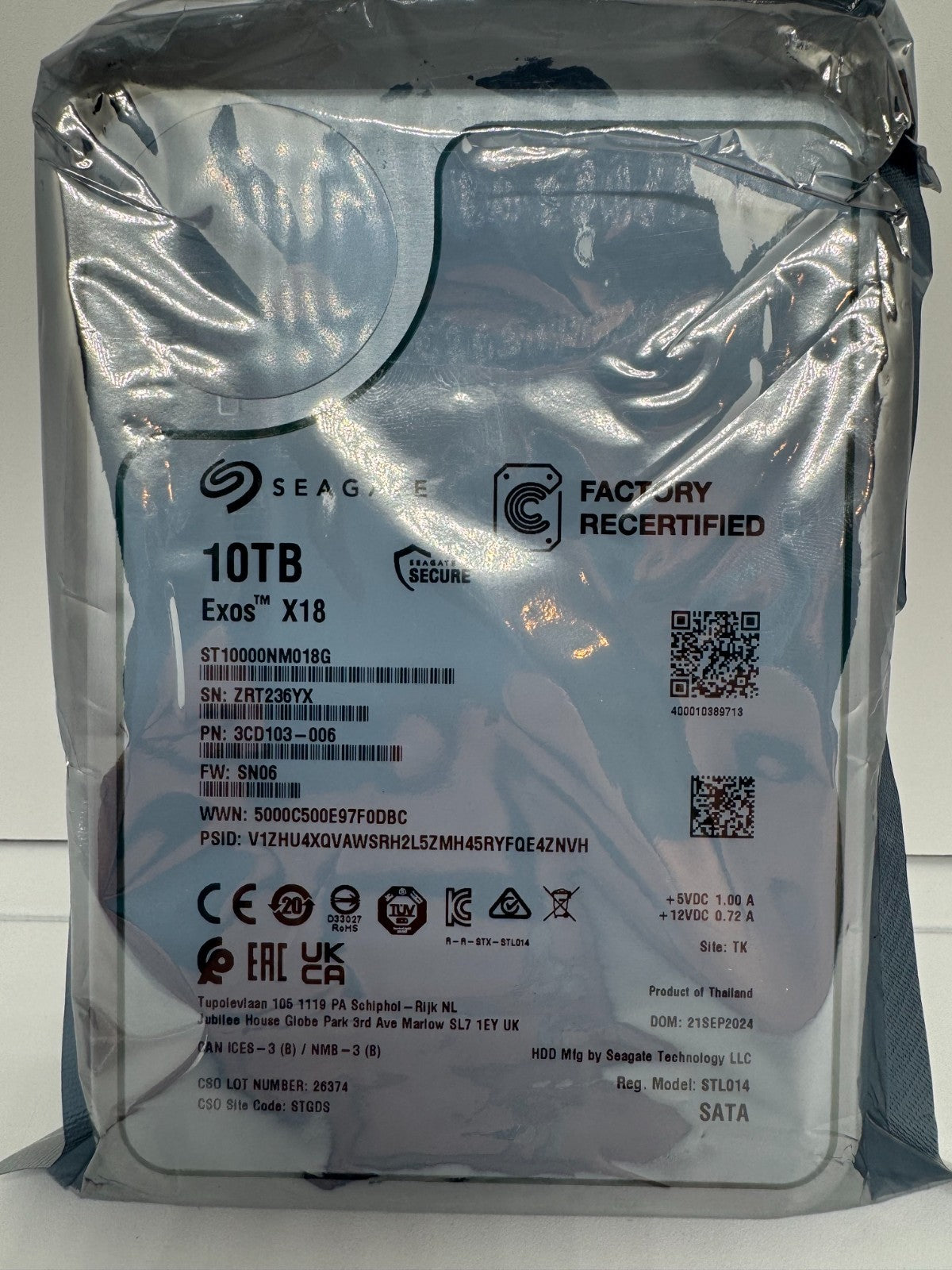 Seagate Exos X18 ST10000NM018G 10TB interne Festplatte  3,5 Zoll SATA3 10 TB