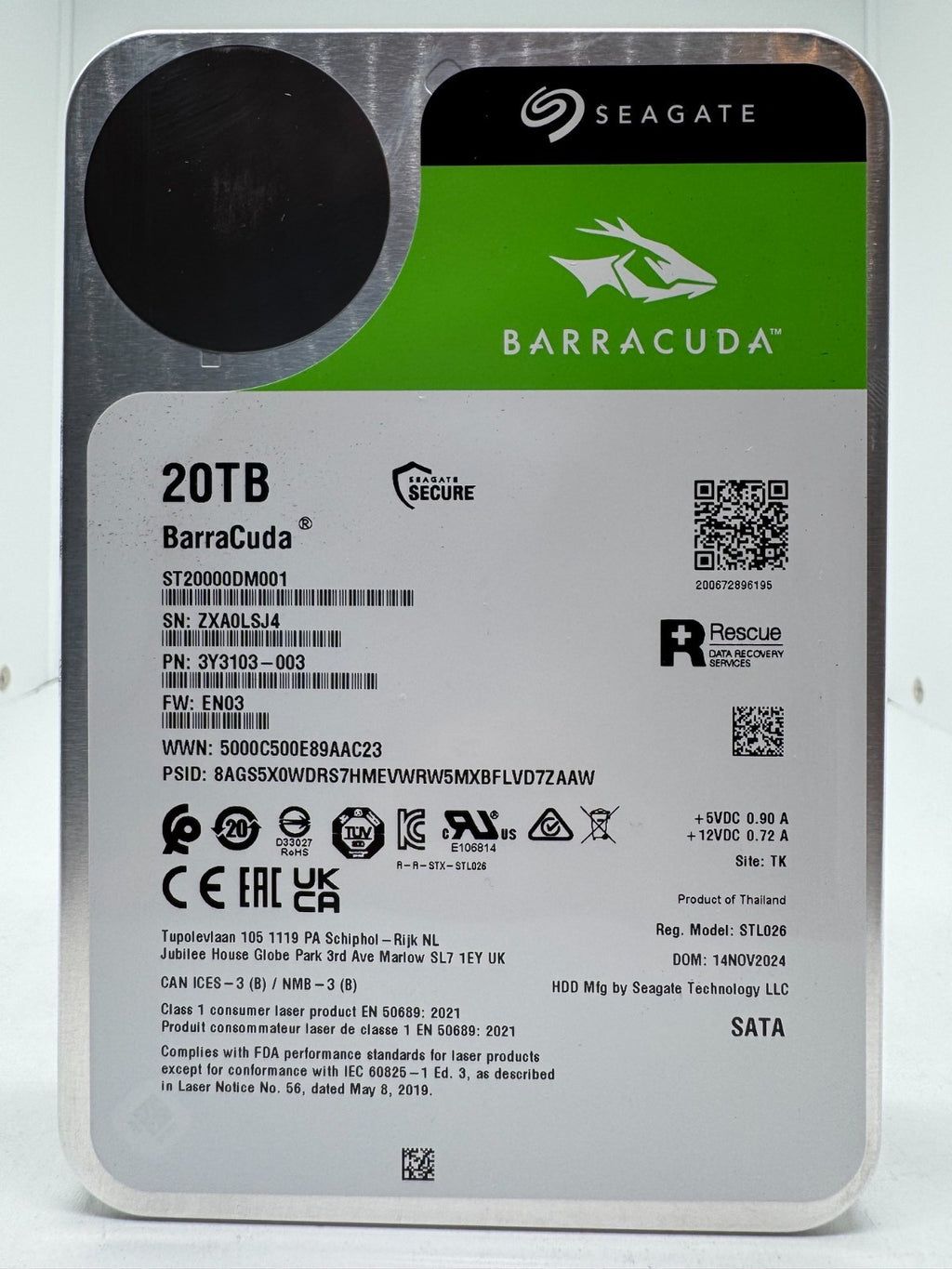 Seagate BarraCuda ST20000DM001 Festplatte HDD - 20TB 3,5" SATA3 CMR 20 TB -SJ4