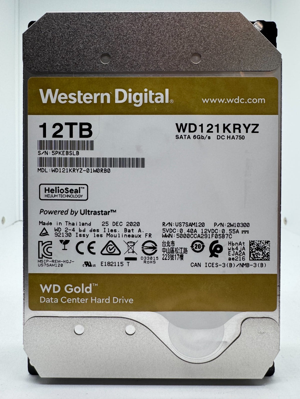 Western Digital WD GOLD WD121KRYZ interne Festplatte 12TB 7200upm SATA3 3,5"