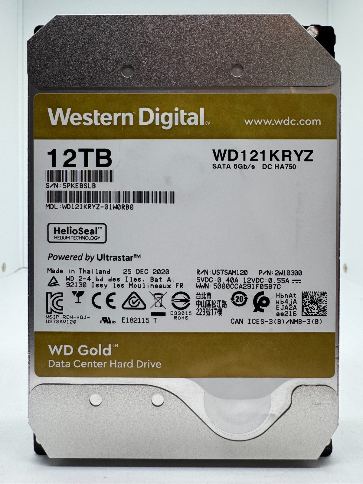 Western Digital WD GOLD WD121KRYZ interne Festplatte 12TB 7200upm SATA3 3,5"