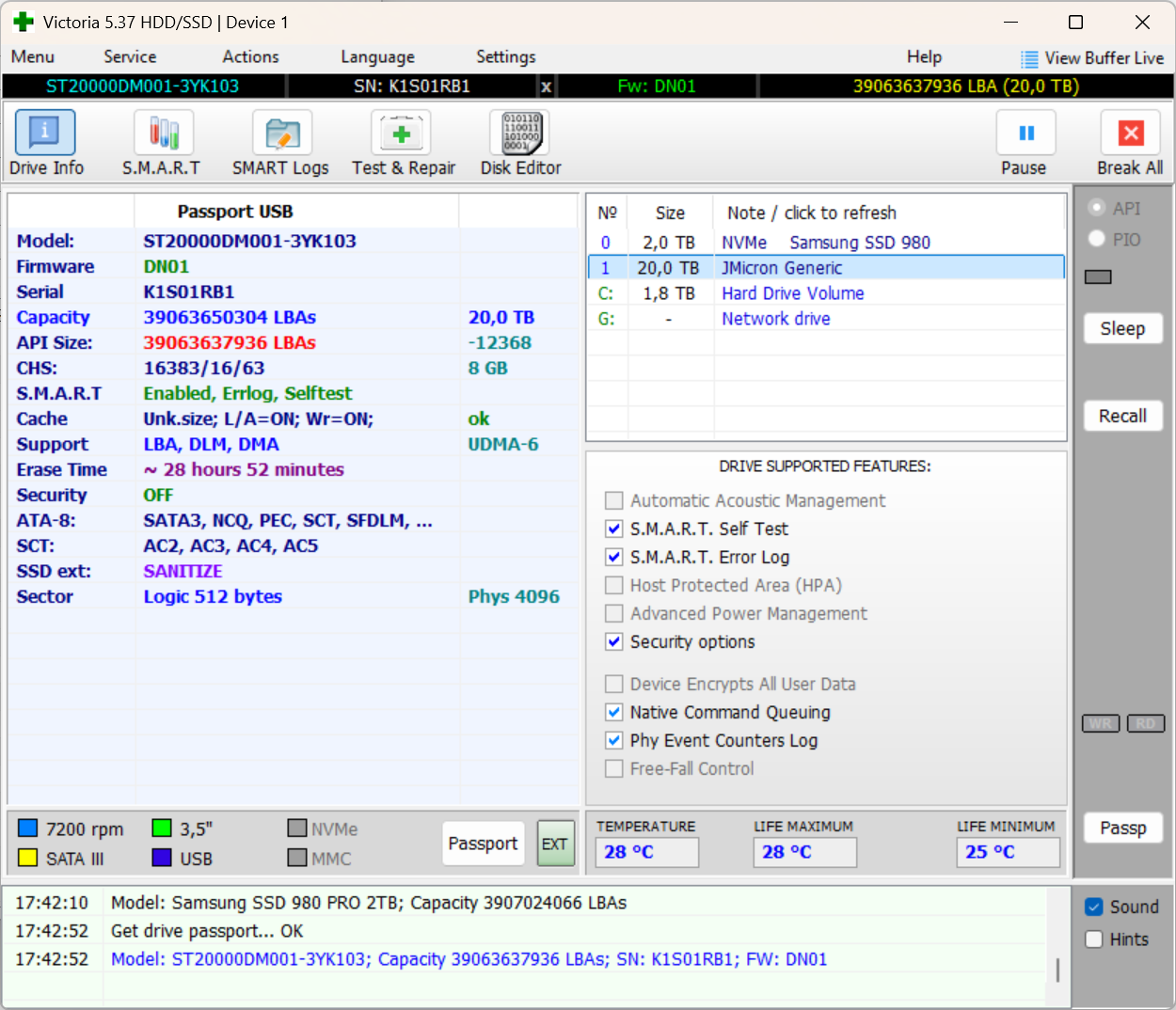 Seagate BarraCuda ST20000DM001 Festplatte HDD - 20TB 3,5" SATA3 CMR 20 TB DN01