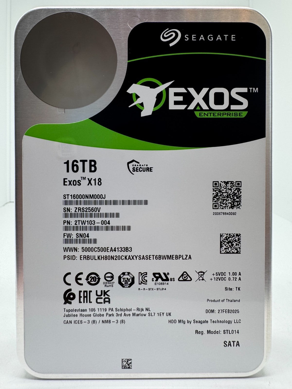 Seagate Exos X18 16TB interne Festplatte ST16000NM000J 3,5 Zoll SATA3 -60V
