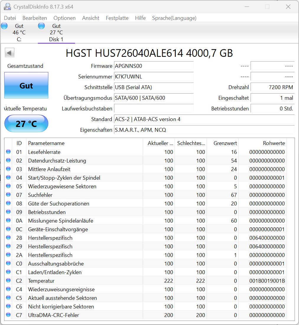 HGST NetApp HUS726040ALE614 0F23095 4TB interne Festplatte SATA III 3,5" 4 TB