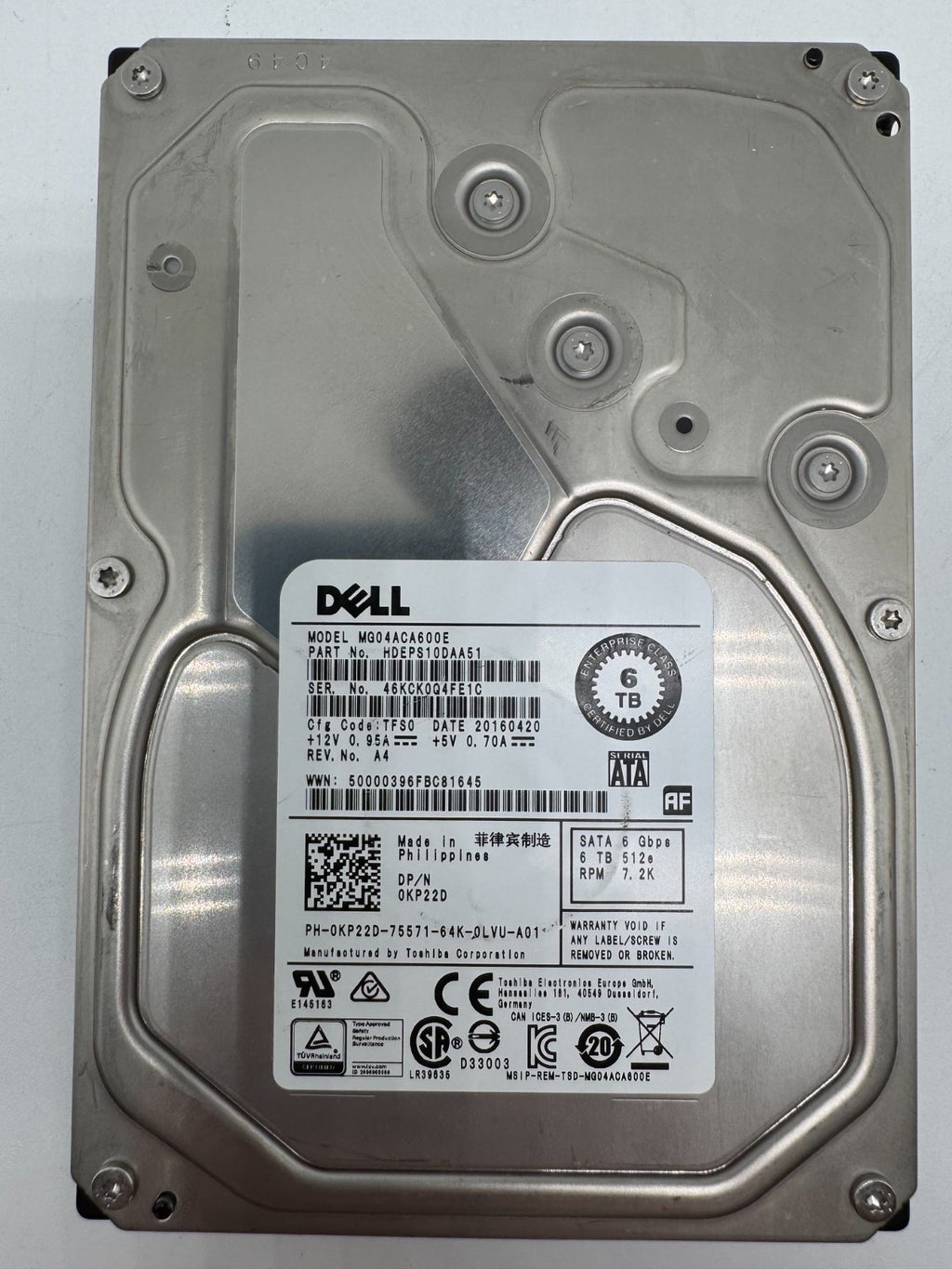 Toshiba MG04ACA600E Festplatte 6TB intern 3.5" SATA3 7200rpm NAS-geeignet 24/7