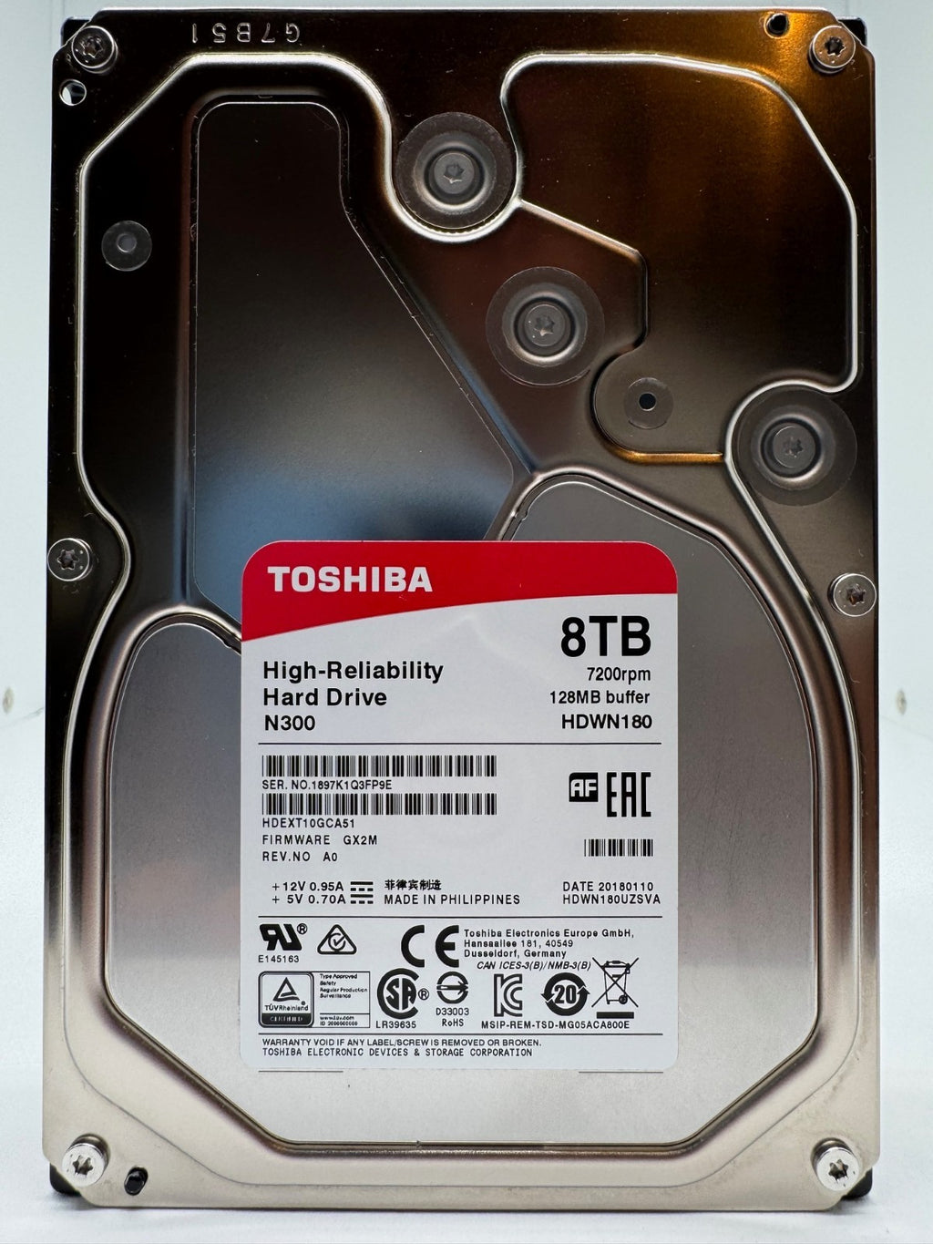 Toshiba HDWN180 N300 Festplatte 8TB intern 3.5" SATA3 7200rpm NAS HDEXT10GCA51