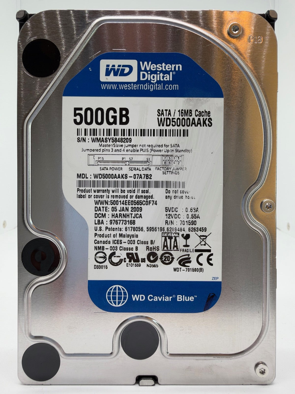 Western Digital WD5000AAKS - WD Blue 500GB interne Festplatte SATA -209