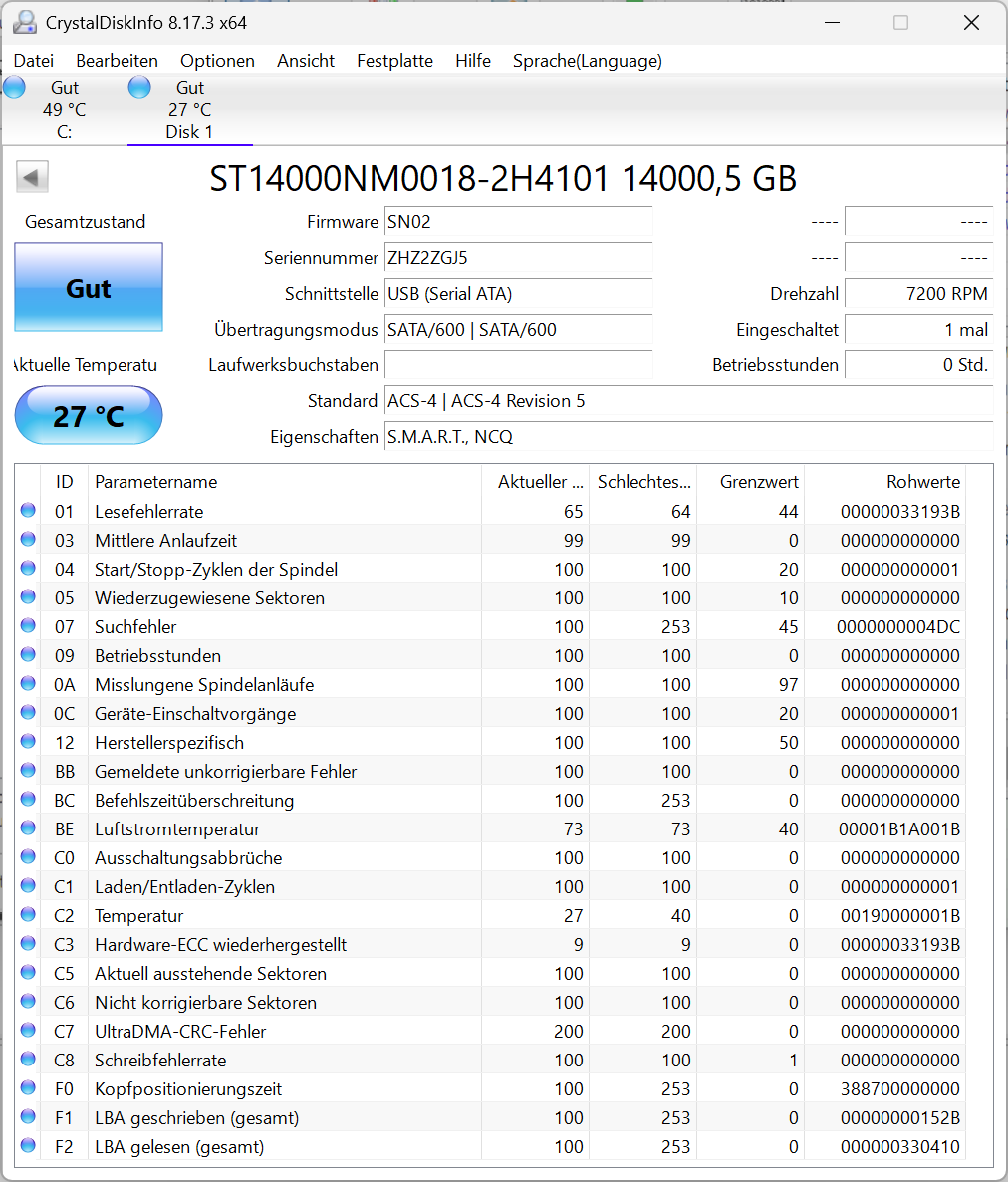 Seagate Exos X14 14TB interne Festplatte ST14000NM0018 3,5 Zoll SATA3