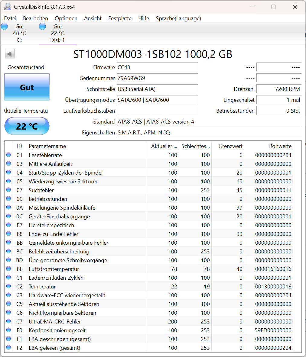 Seagate Desktop HDD ST1000DM003 Interne Festplatte 1TB 3,5" HDD SATA -WG9