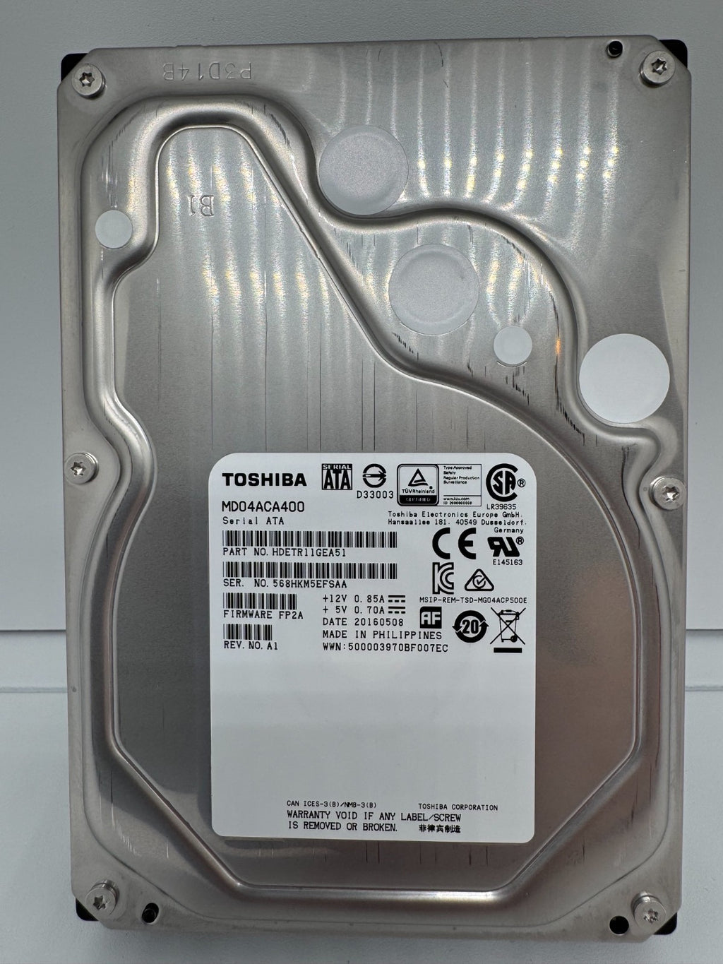 Toshiba 4TB Interne Festplatte MD04ACA400 3,5 Zoll HDD 7200RPM 4 TB