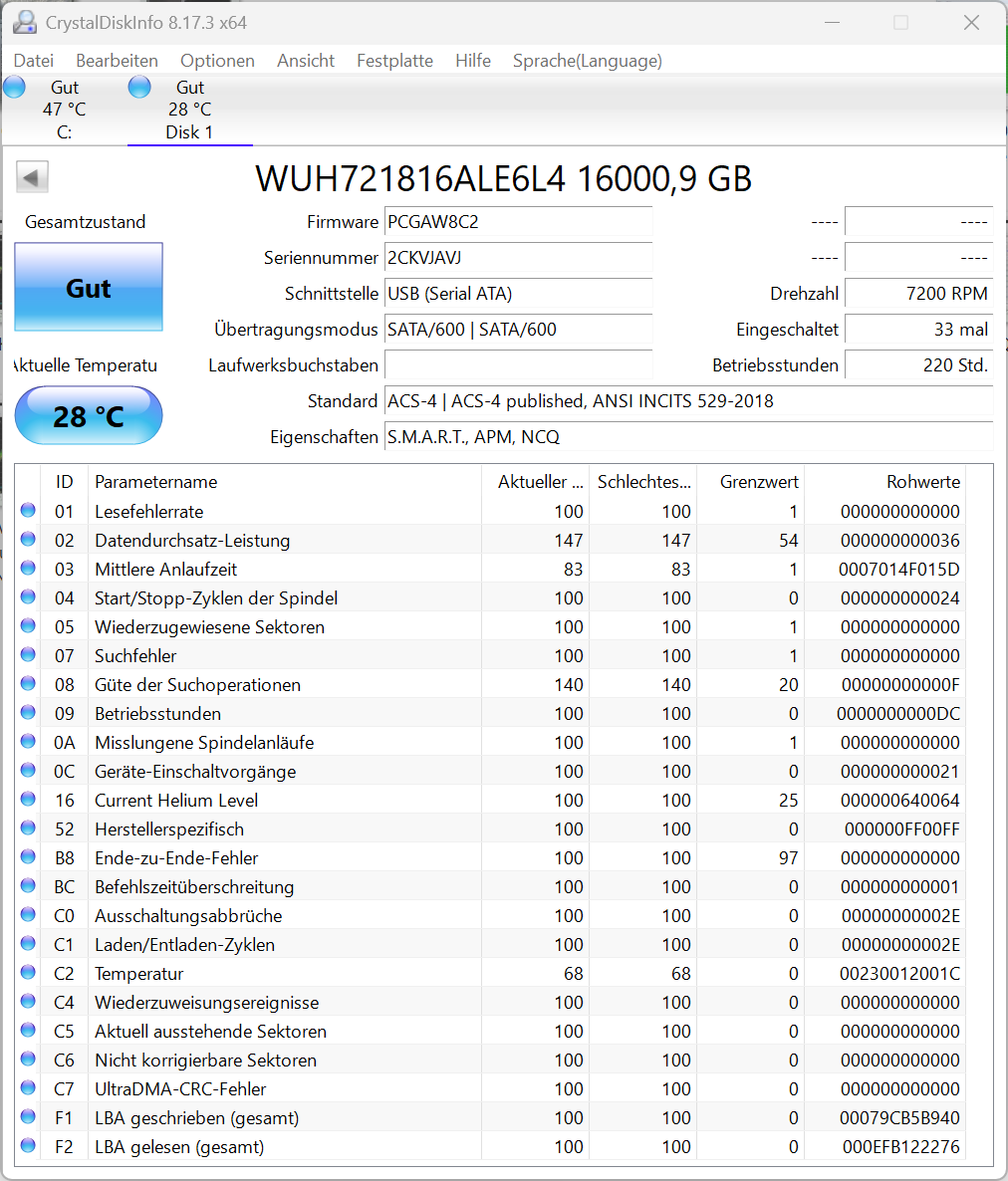 Western Digital Ultrastar DC HC550 16TB Festplatte SATA3 WUH721816ALE6L4 -AVJ