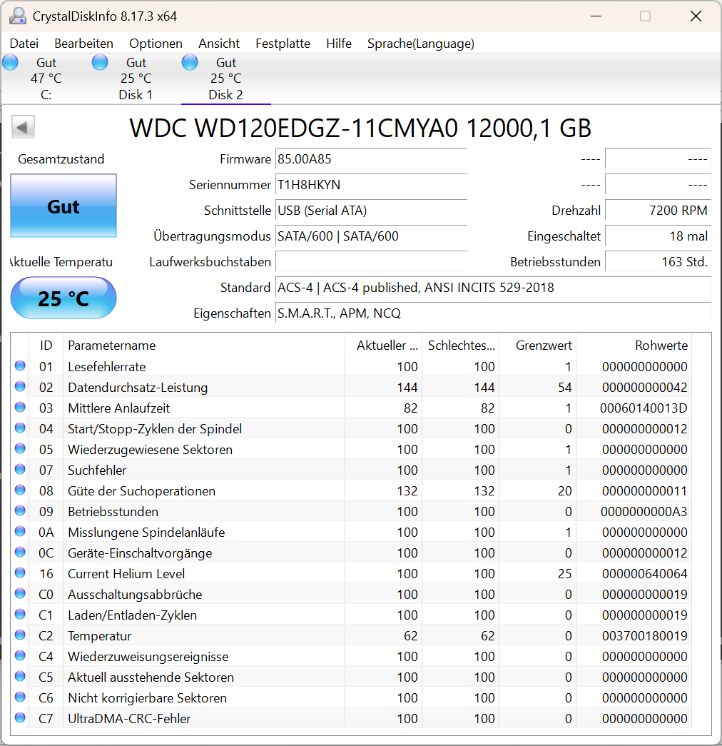 Western Digital WD120EDGZ interne Festplatte 16TB 7200upm SATA3 HDD 3,5 Zoll KYN