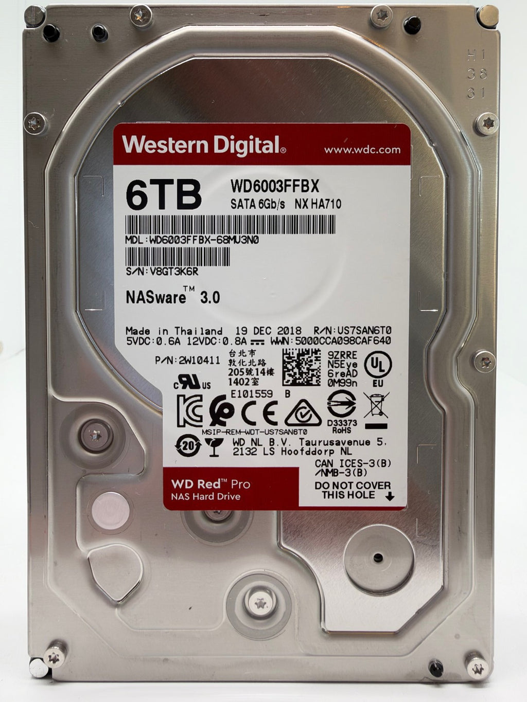 Western Digital WD RED Pro WD6003FFBX 6TB interne Festplatte 7200 RPM SATA3 K6R