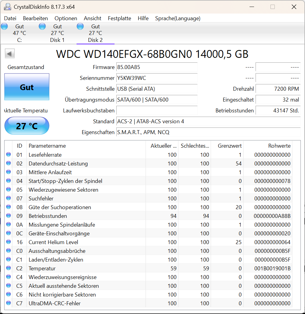 Western Digital WD RED Plus WD140EFGX 14TB interne Festplatte 7200 RPM SATA3