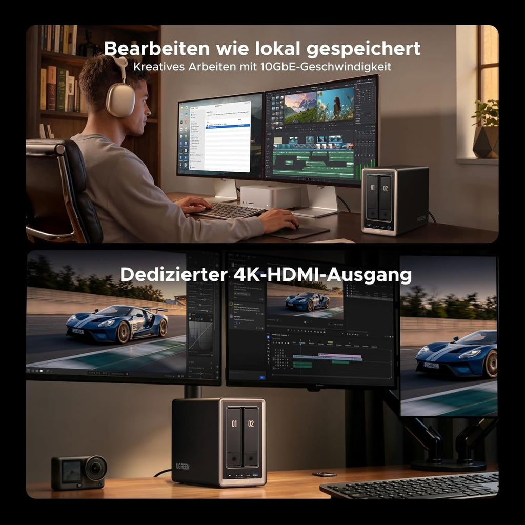 Ugreen NASync DXP2800 GT inkl. 36TB (2x 18TB Bestpreis Festplatte) Desktop NAS