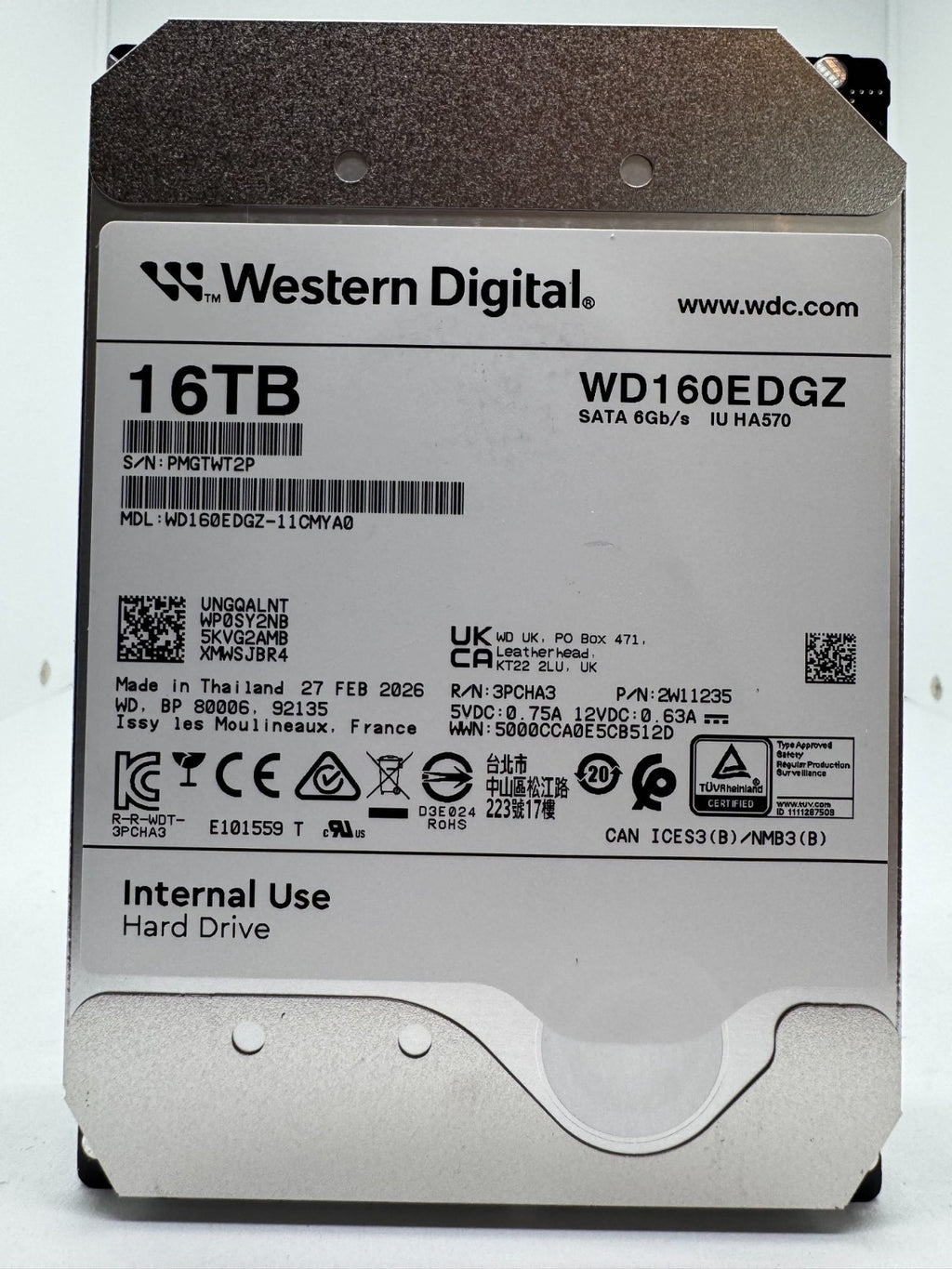Western Digital WD160EDGZ interne Festplatte 16TB 7200upm SATA3 HDD 3,5 Zoll T2P