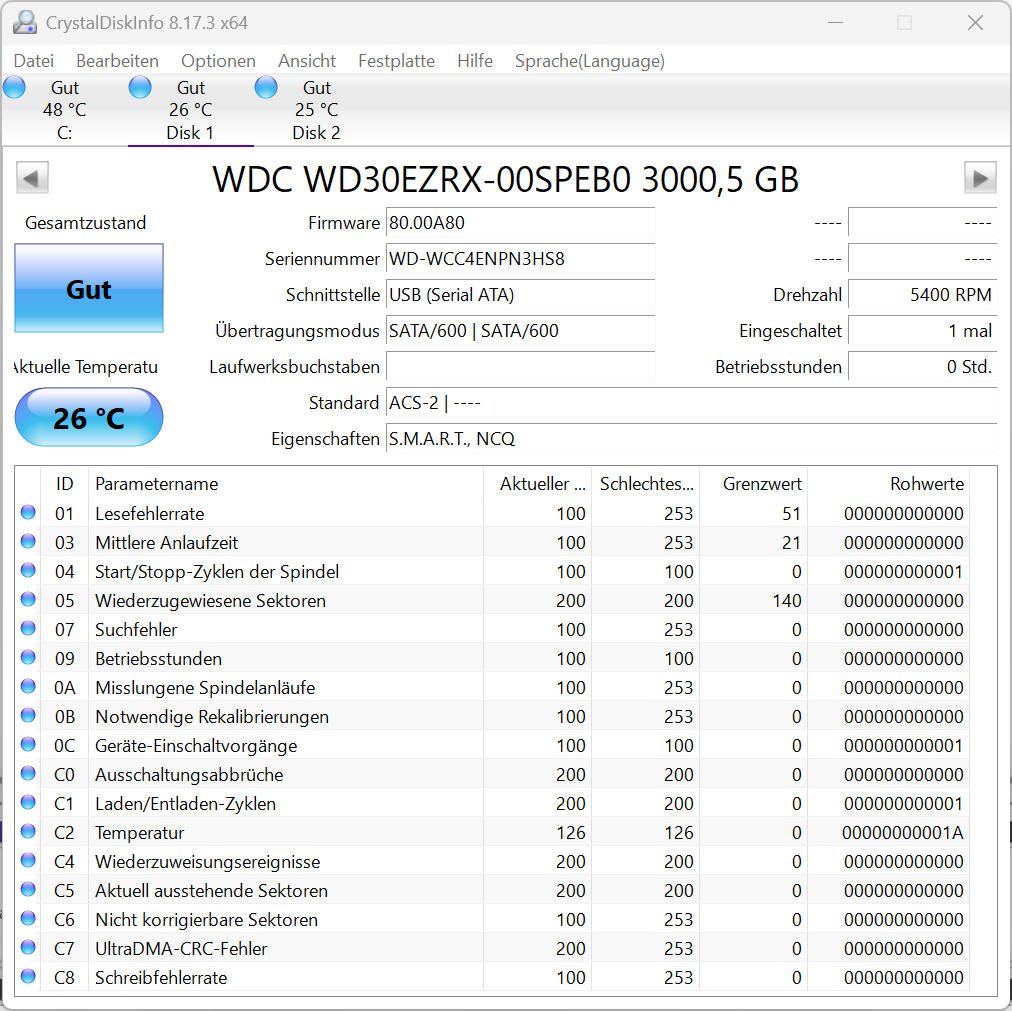 Western Digital WD30EZRX - WD Green 3TB Festplatte 5400RPM SATA 3 -3 TB -HS8