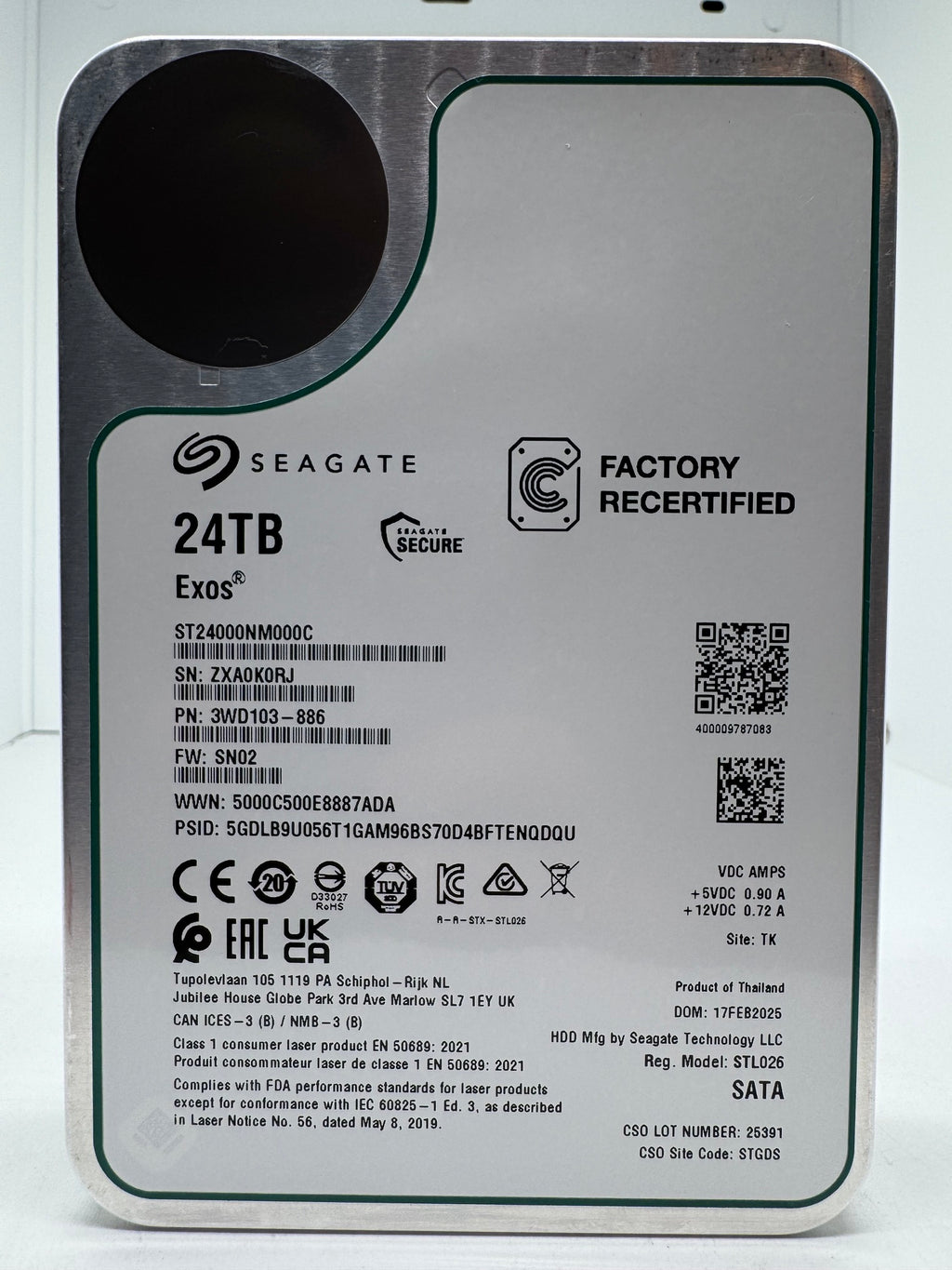 Seagate Exos X24 24TB interne Festplatte ST24000NM000C 3,5 Zoll SATA3 24 TB -refurbished