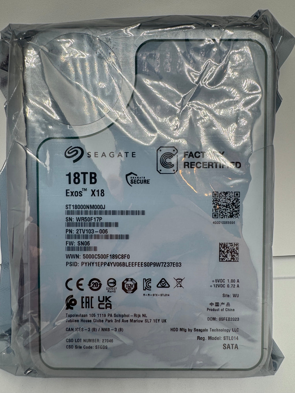 Seagate Exos X18 18TB interne Festplatte ST18000NM000J 3,5 Zoll SATA3 - refurbished
