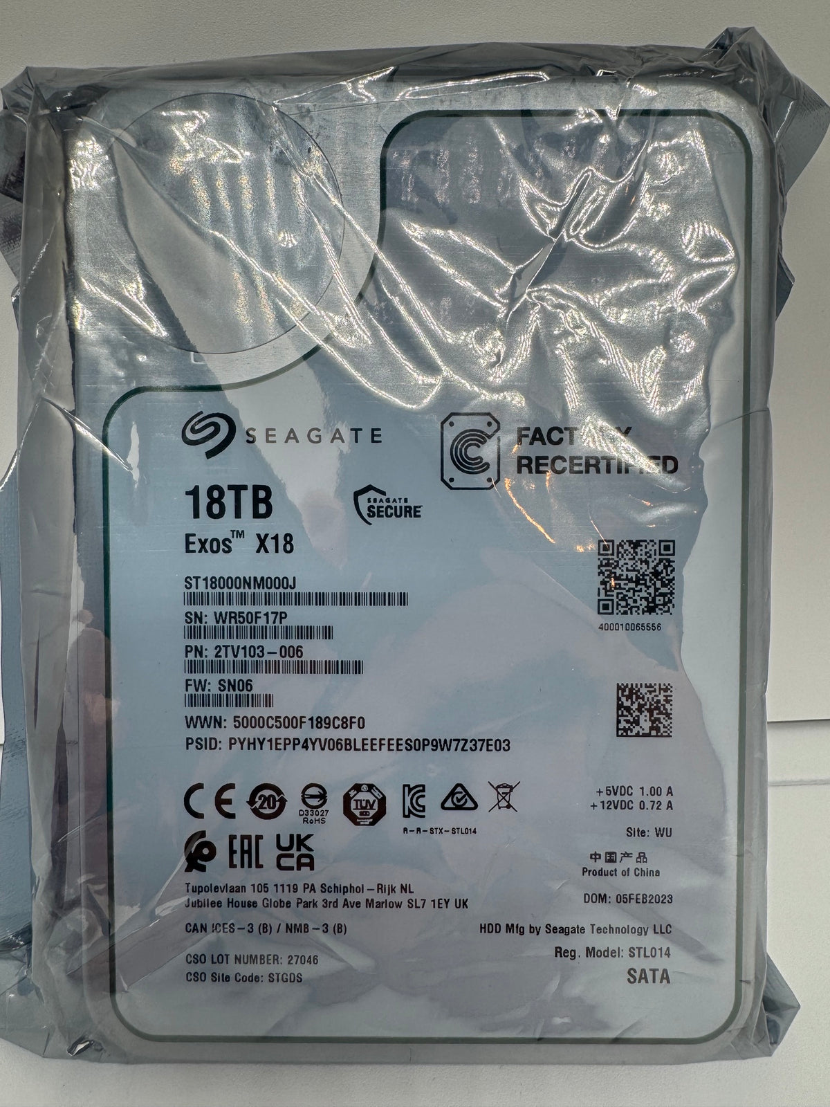 Seagate Exos X18 18TB interne Festplatte ST18000NM000J 3,5 Zoll SATA3 - refurbished