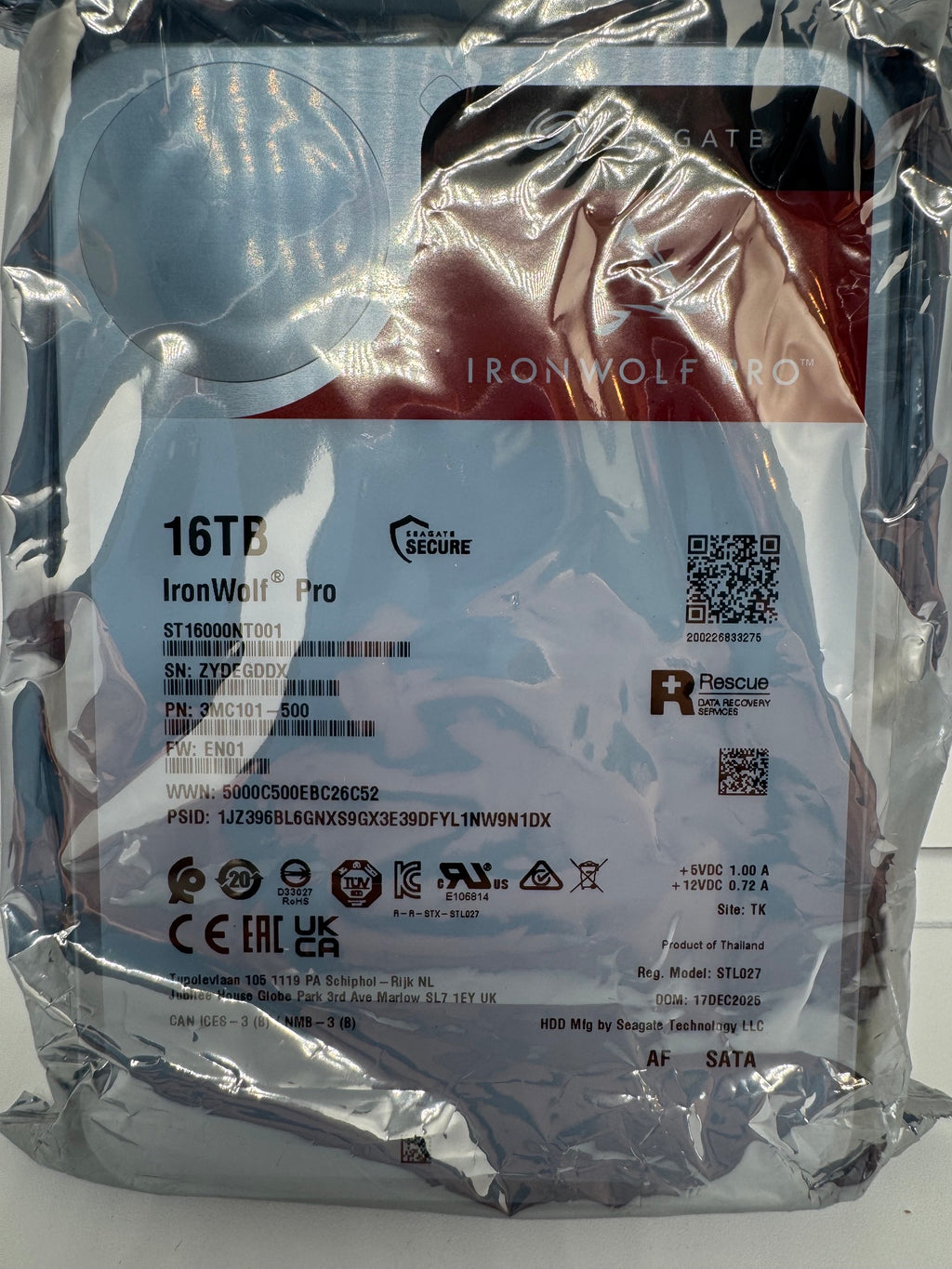 Seagate IronWolf Pro NAS HDD ST16000NT001 - 16TB 3,5 Zoll SATA3 CMR 16 TB