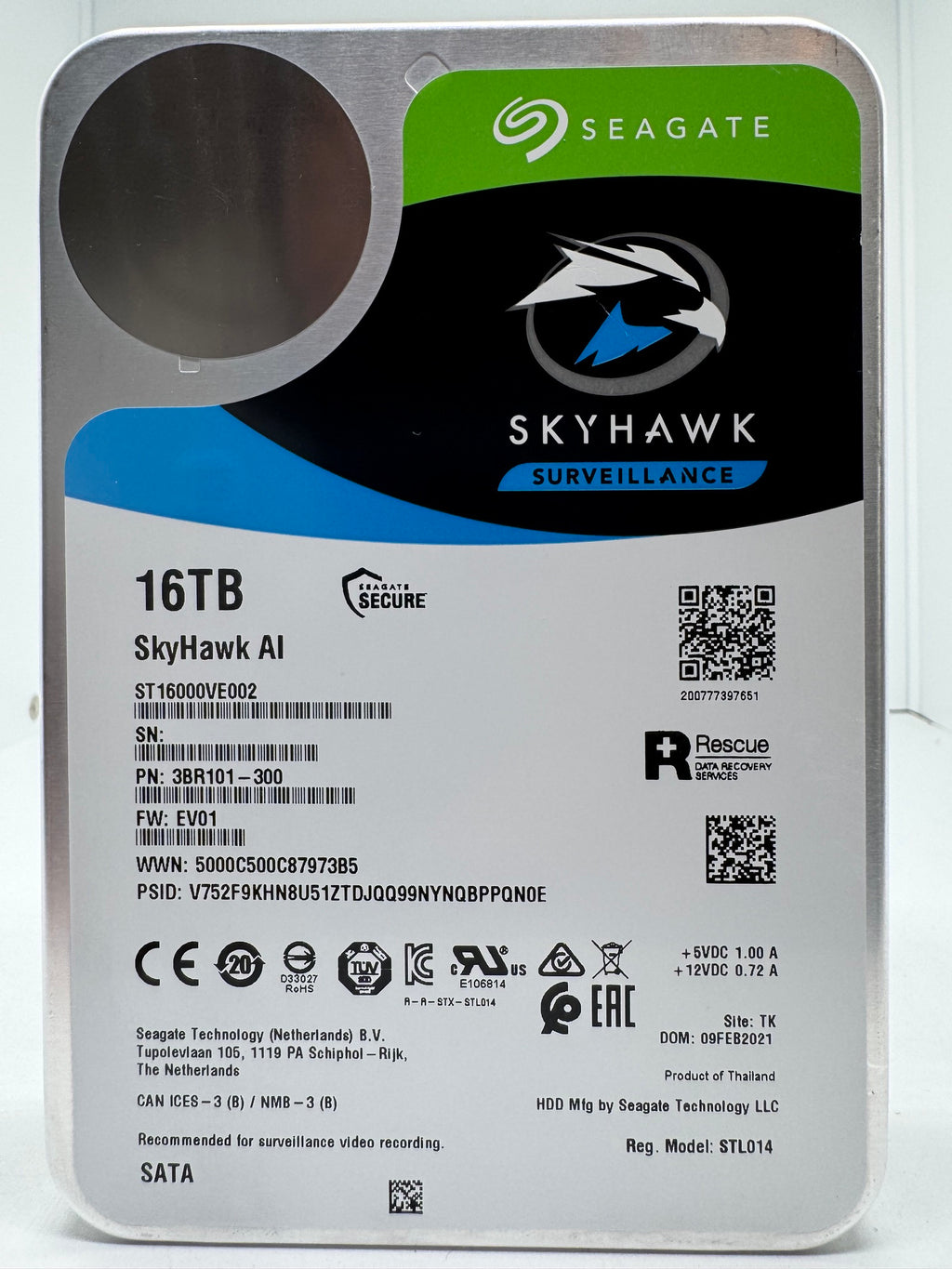 Seagate SkyHawk AI 16TB interne Festplatte ST16000VE002 SATA3 256MB Cache