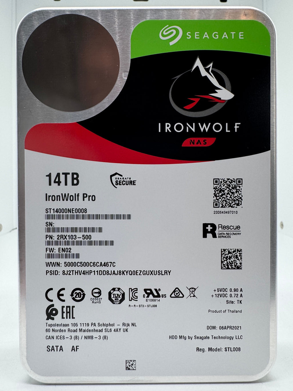 Seagate IronWolf Pro ST14000NE0008 NAS HDD - 14TB 3,5 Zoll SATA3 CMR 14 TB
