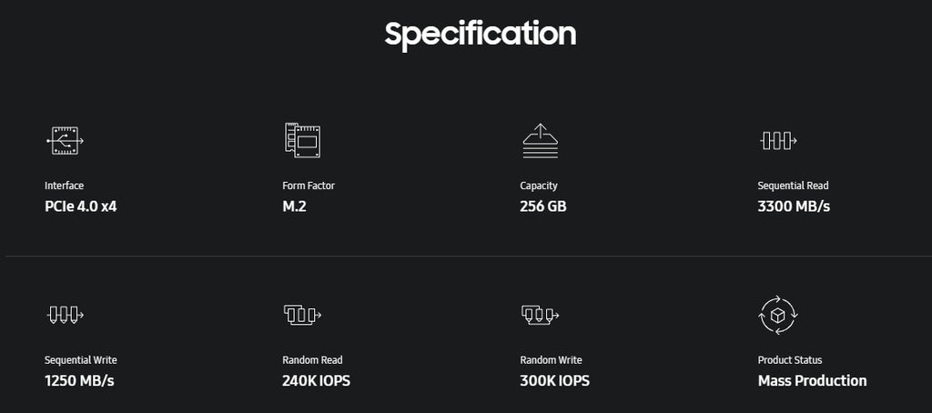 Samsung PM9B1 256GB M.2 NVMe SSD PCIe 4.0 x4 2242 PC Laptop Notebook Festplatte
