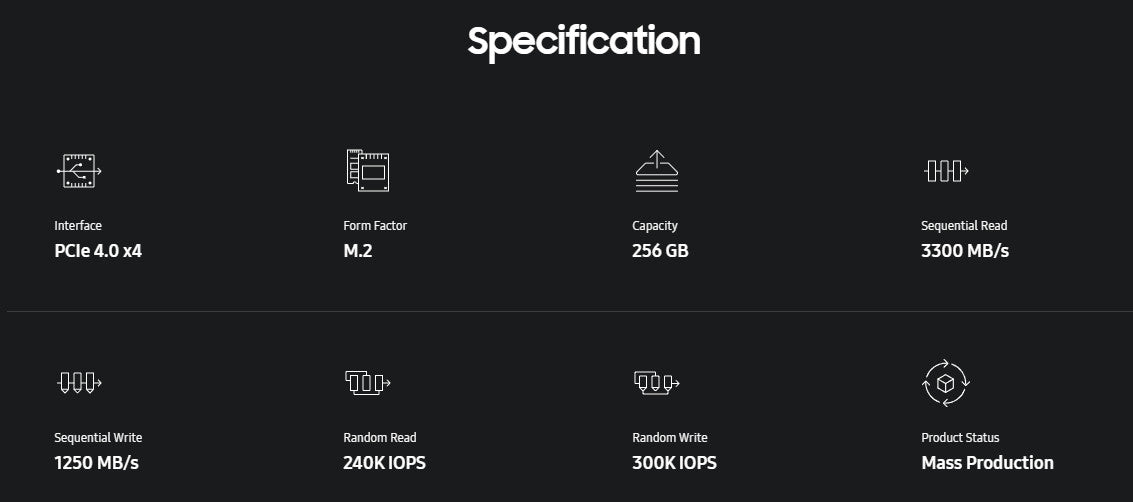 Samsung PM9B1 256GB M.2 NVMe SSD PCIe 4.0 x4 2242 PC Laptop Notebook Festplatte
