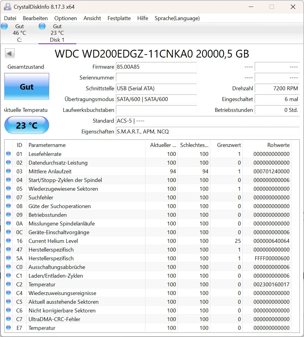 Western Digital WD200EDGZ interne Festplatte 20TB 7200upm SATA3 HDD 3,5 Zoll - NEU
