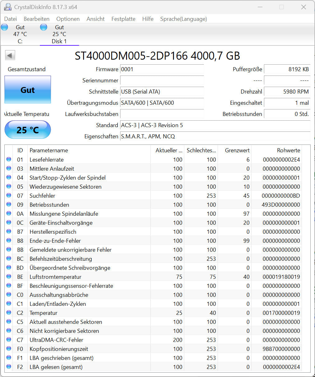 Seagate Barracuda 4TB interne Festplatte 3,5" HDD ST4000DM005 64MB Cache SATA3