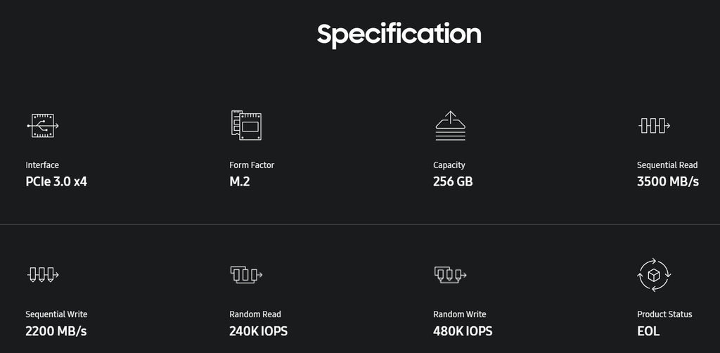 Samsung PM981a 256GB M.2 NVMe SSD PCIe 3.0 x4 2280 PC Laptop Notebook Festplatte