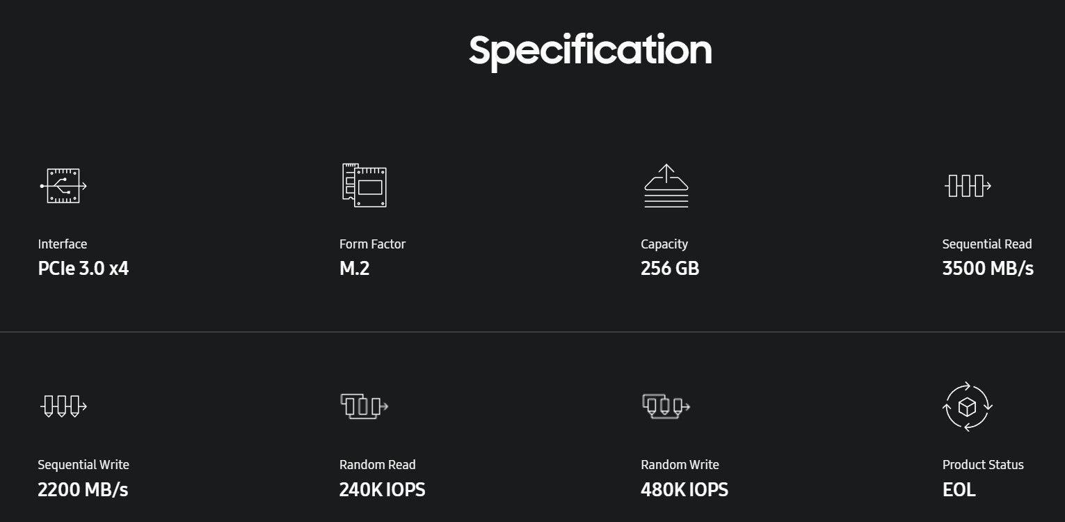 Samsung PM981a 256GB M.2 NVMe SSD PCIe 3.0 x4 2280 PC Laptop Notebook Festplatte