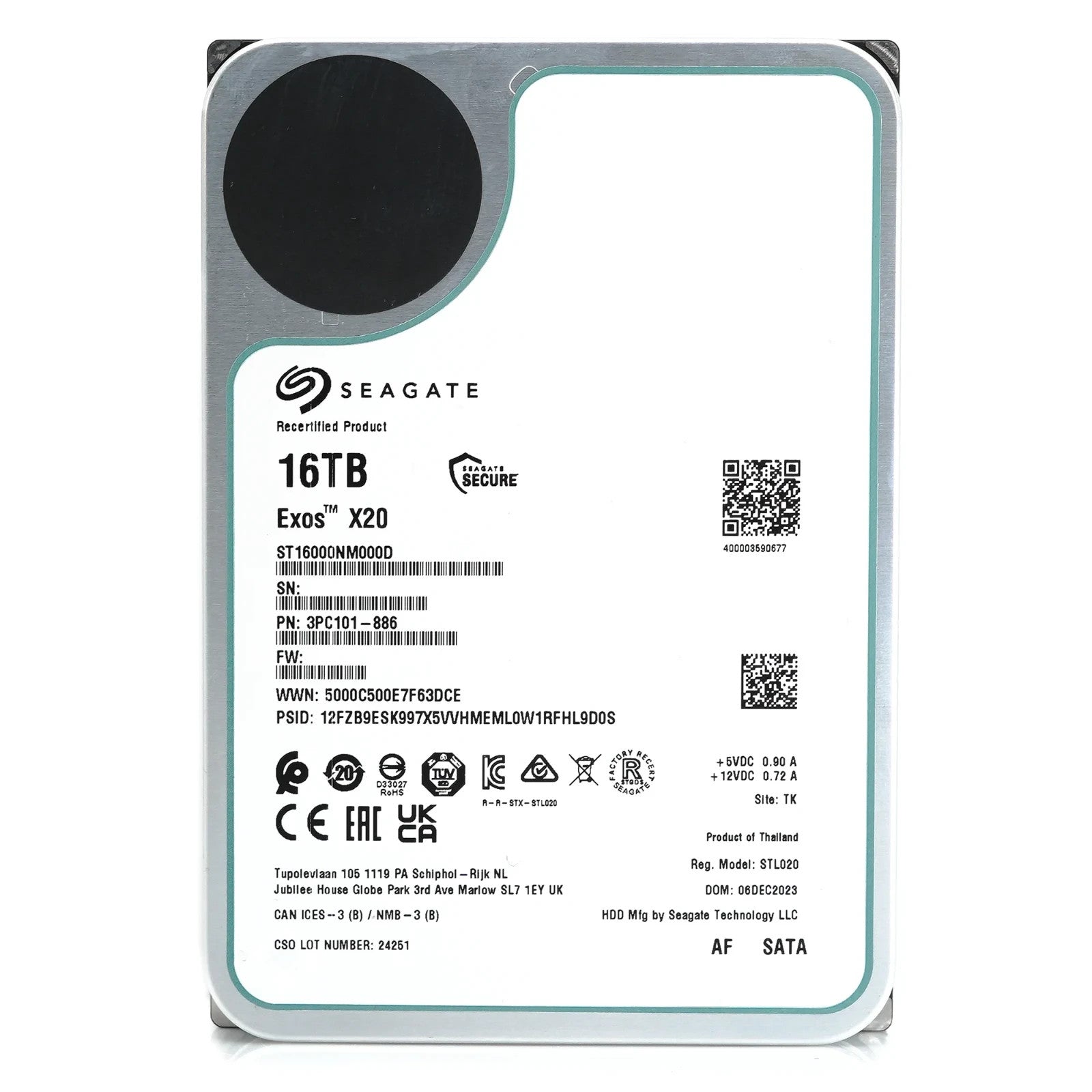 Seagate Exos X20 16TB interne Festplatte ST16000NM000D 3,5 Zoll SATA3
