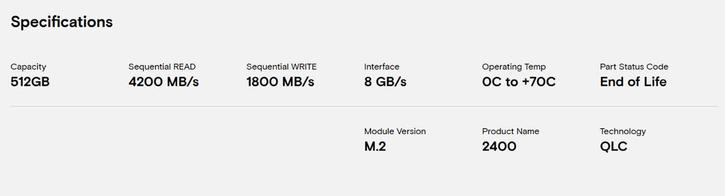 Micron 2400E 512GB M.2 NVMe SSD PCIe 4.0 x4 2280 PC Laptop Notebook Festplatte