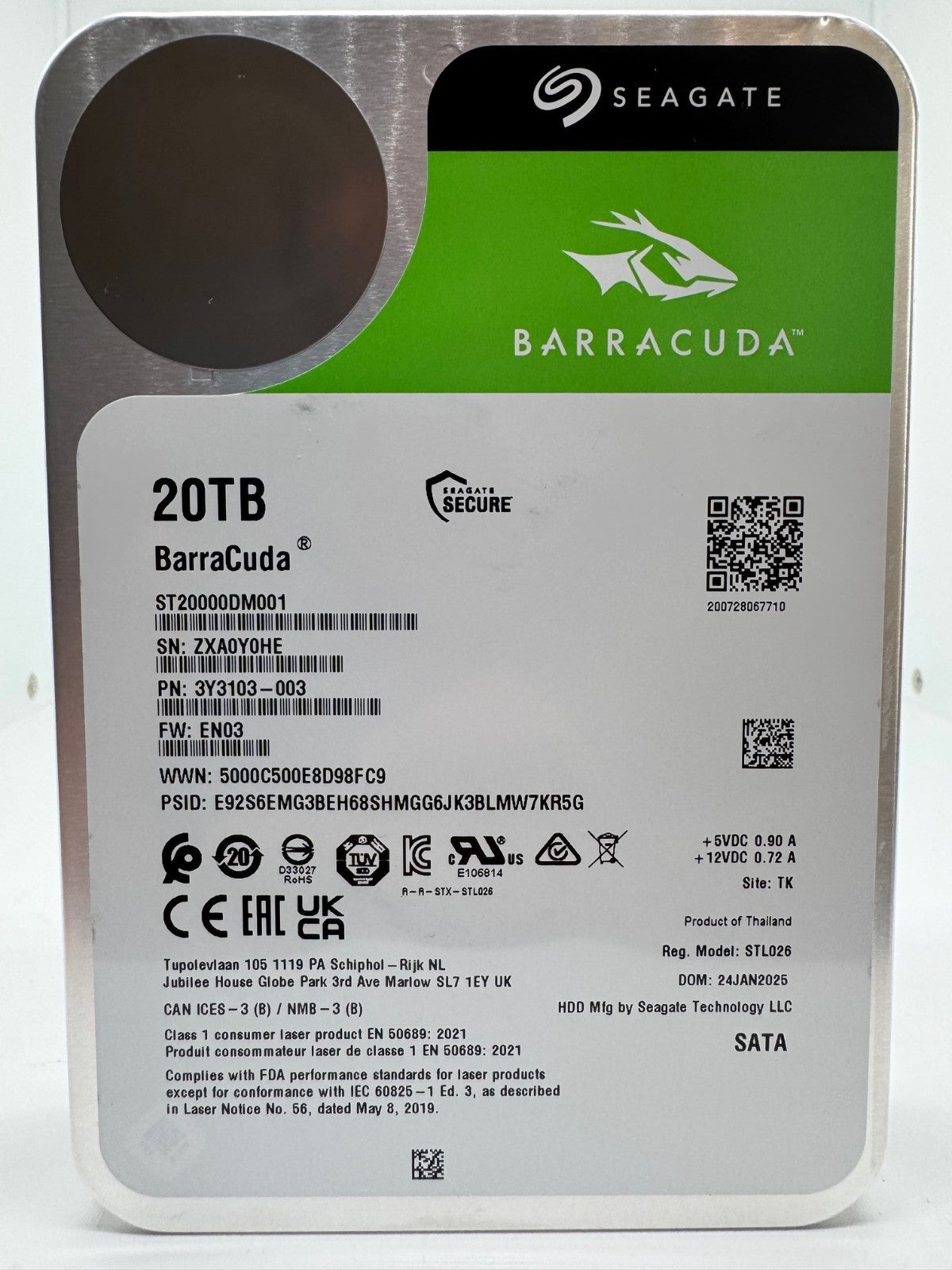 Seagate BarraCuda HDD ST20000DM001 - 20TB 3,5 Zoll CMR SATA3  20 TB